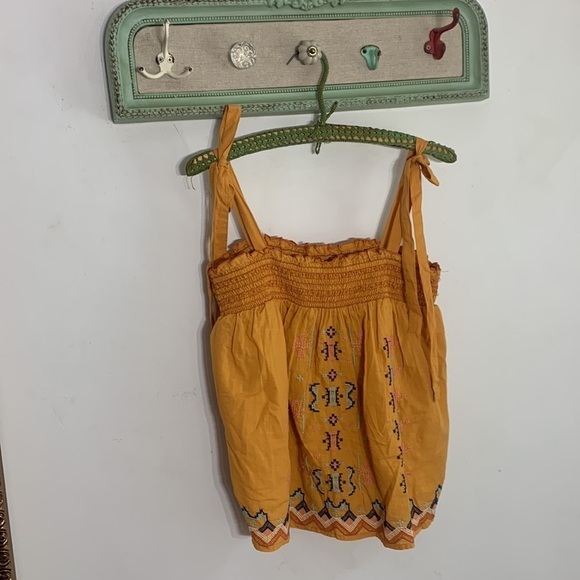 Rachel Zoe embroidered bohemian smocked Sun gold tank top new with tags medium - Picture 1 of 7